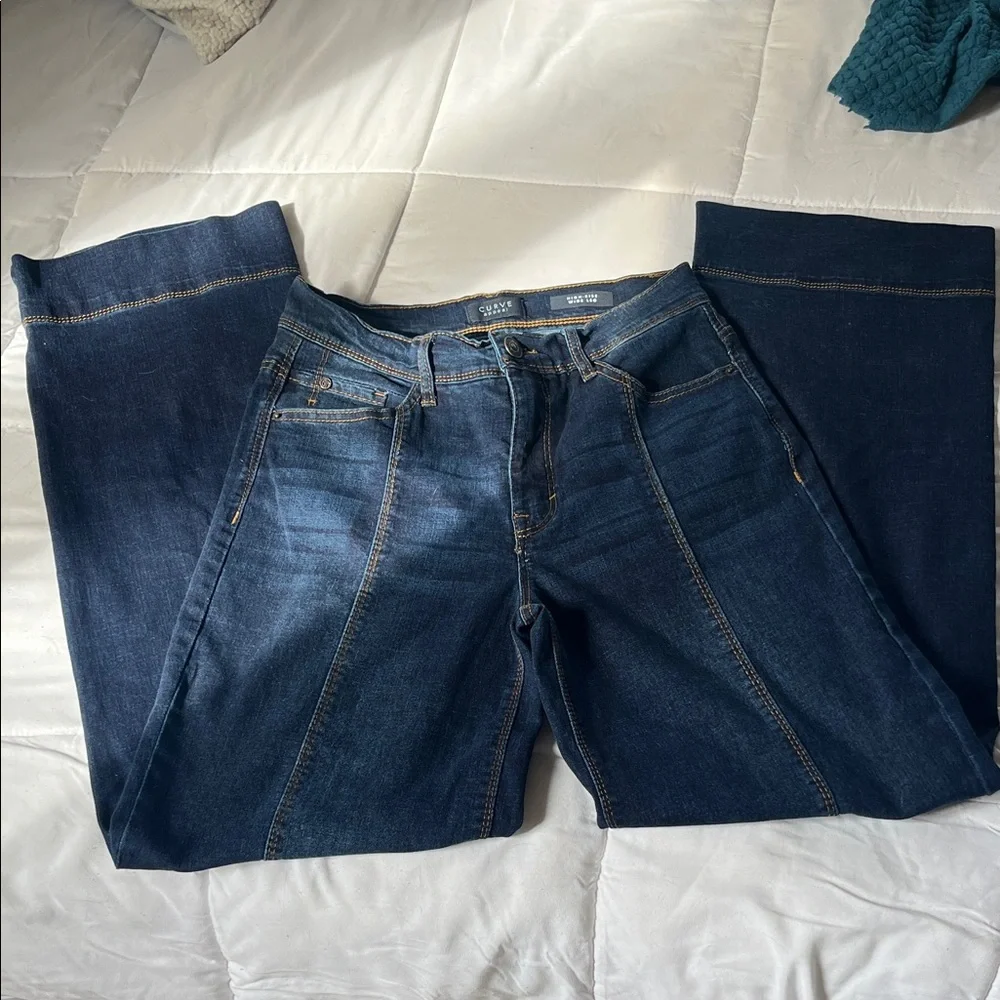 Women's Dark Blue Flare Jeans - Picture 2 of 3